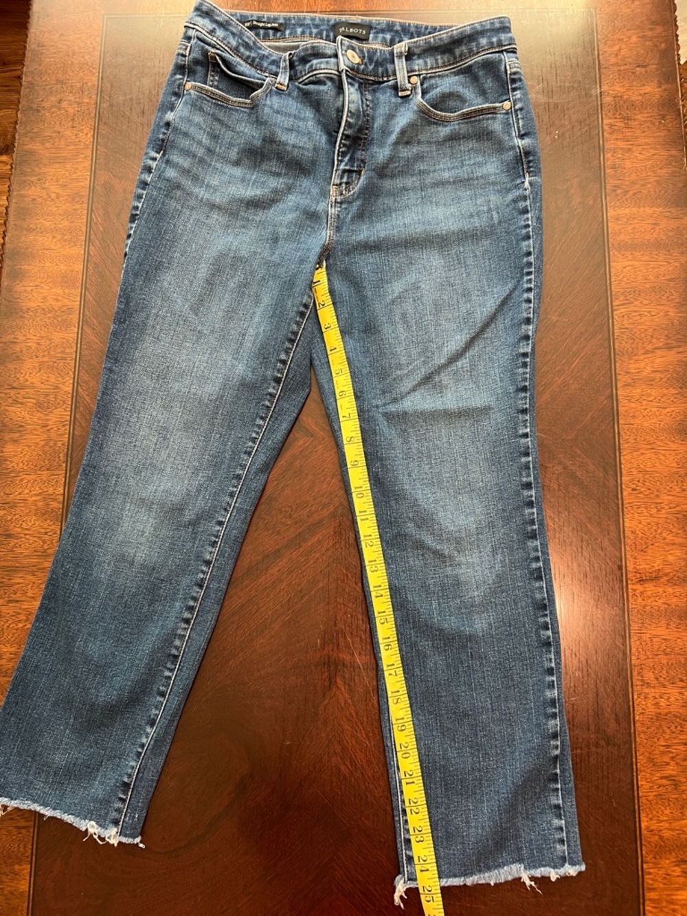 Talbots Straight Leg, raw hem, Jeans in Denim Blue with Raw Hem